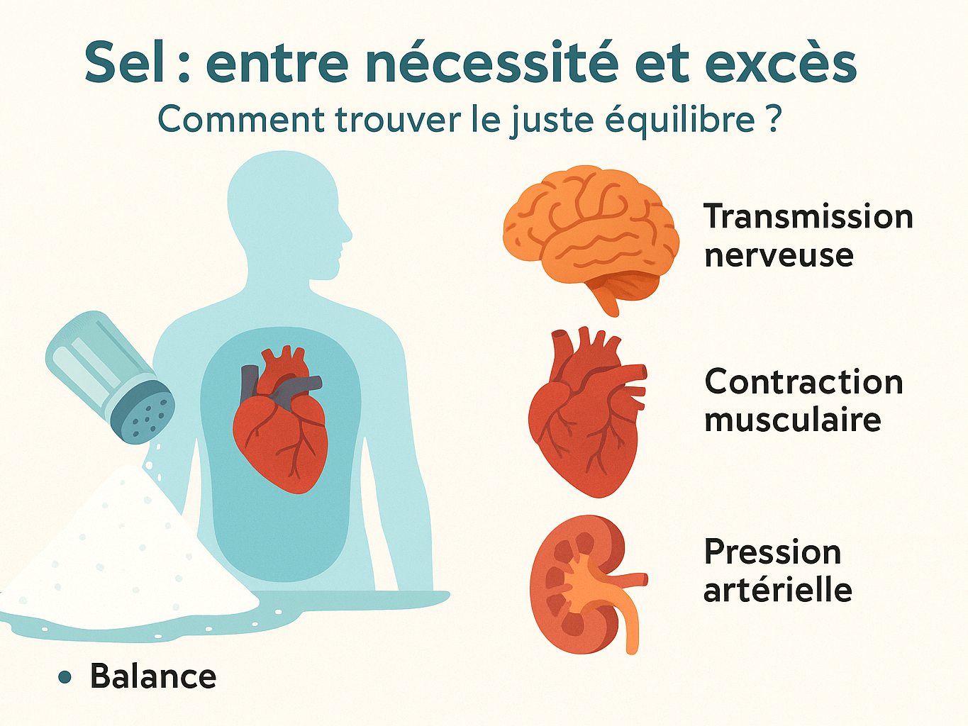 Fonctions du sel dans le corps humain illustrées